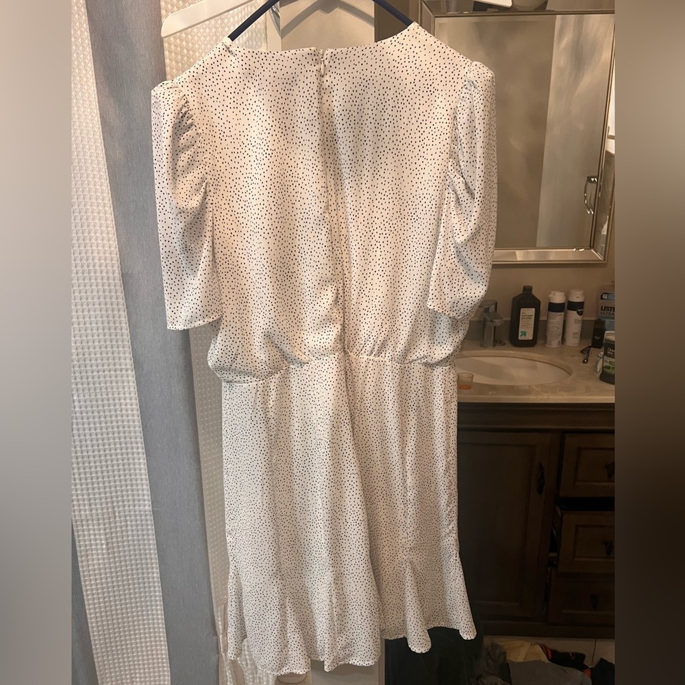 Express White and Black Polka Dot Dress